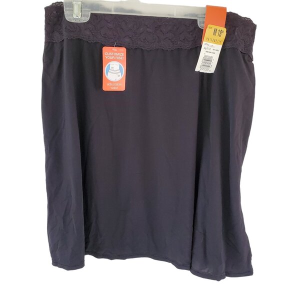 VASSARETTE Half Slip Women's Medium Black Satin & Lace Nylon Stretch Waistband - Picture 3 of 6